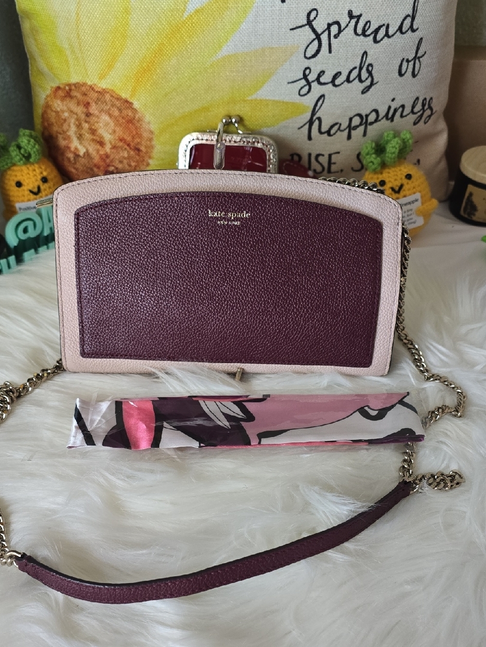 Kate Spade Two-Tone Plum and Blush Crossbody Pursr Or Clutch